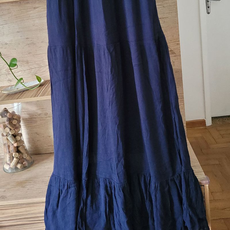 Vestido Longo Azul Marinho Vestido Feminino Renner Nunca Usado 70828698  enjoei