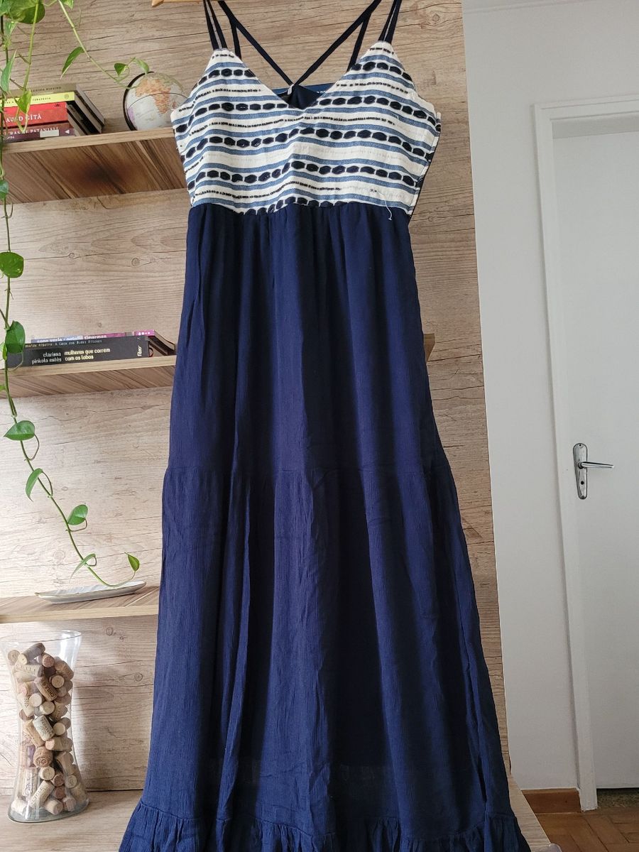 Vestido Longo Azul Marinho Vestido Feminino Renner Nunca Usado 70828698  enjoei