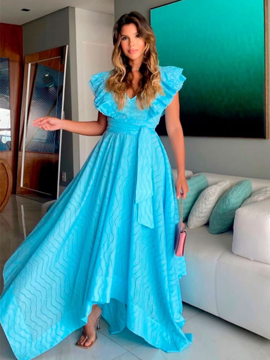 Comprar vestido de festa longo 2024 azul tiffany