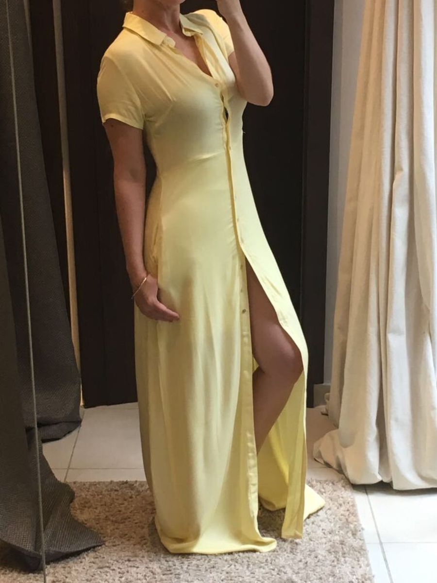 vestido longo com botoes