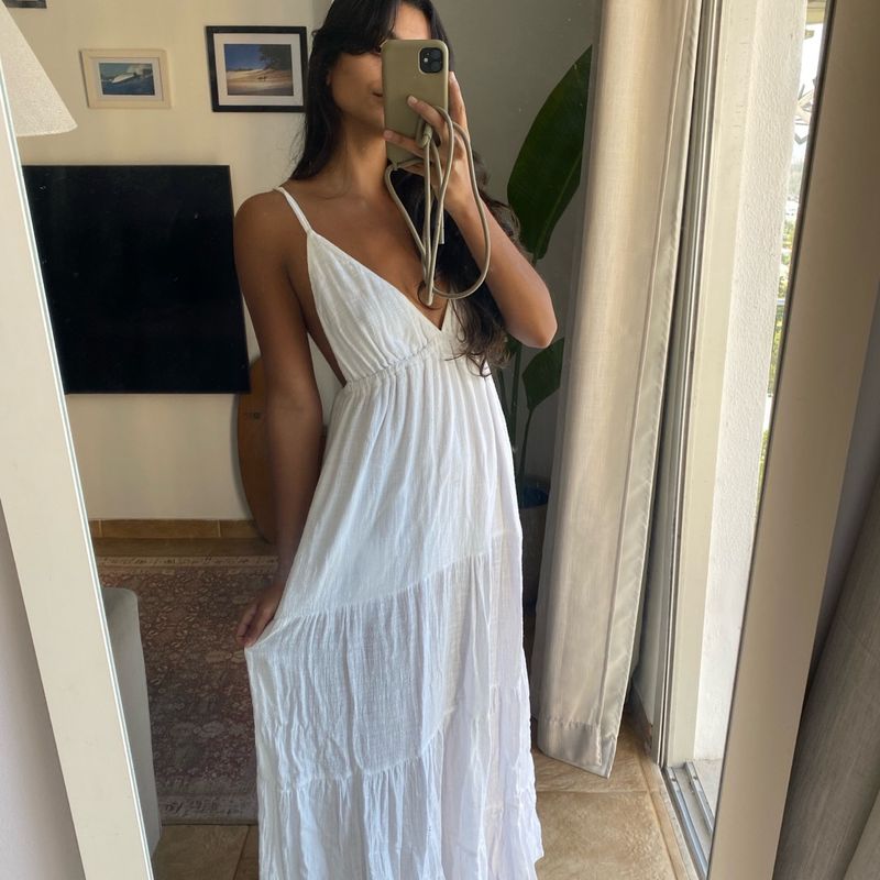 Vestido Longo Branco Vintage Itt Usado 108416315 enjoei