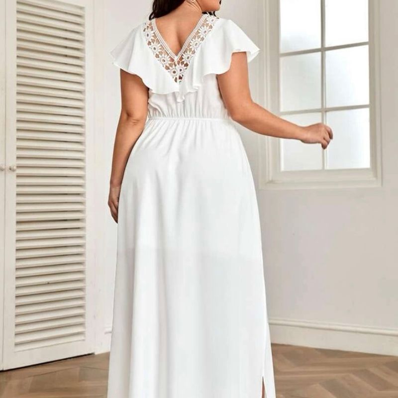 Vestido Longo Noiva Plus Size Branco Flores Bordado Renda, Vestido  Feminino Shein Nunca Usado 89050852