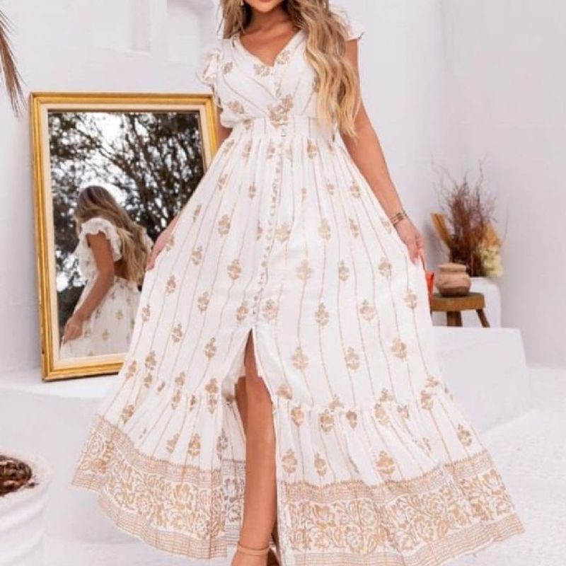 Vestido longo best sale branco boho