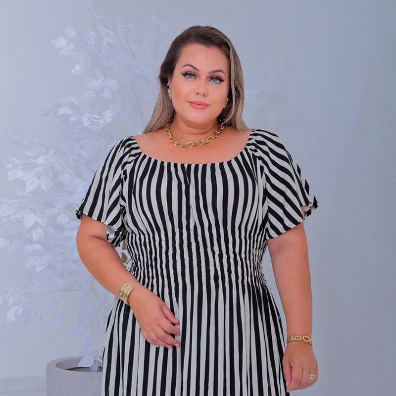 Vestido longo best sale plus size listrado