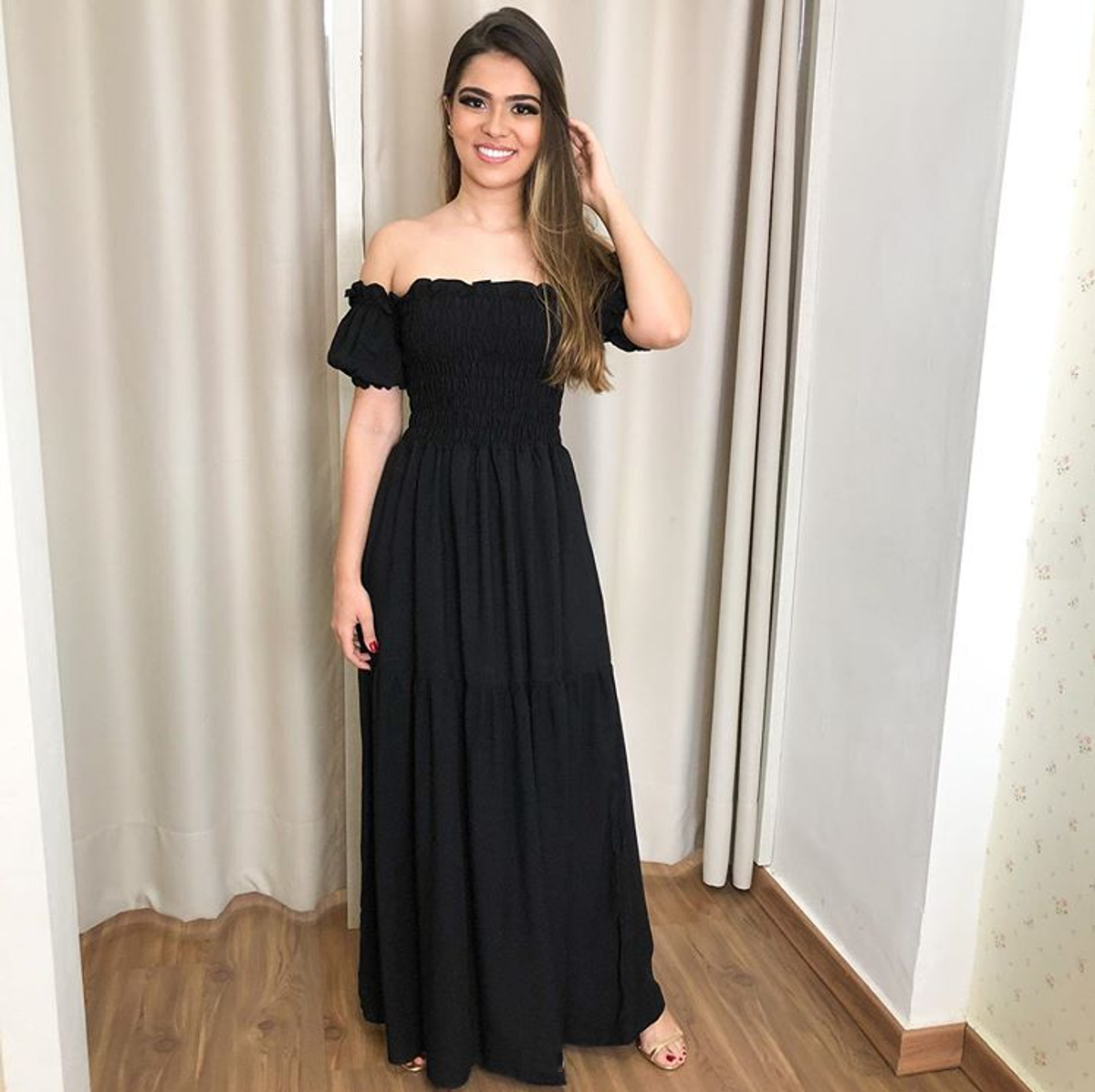 Vestido longo preto store ciganinha