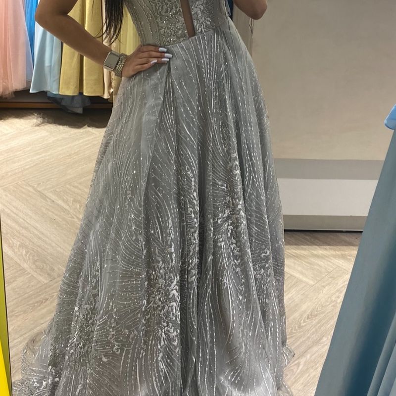 Vestido de best sale madrinha prata