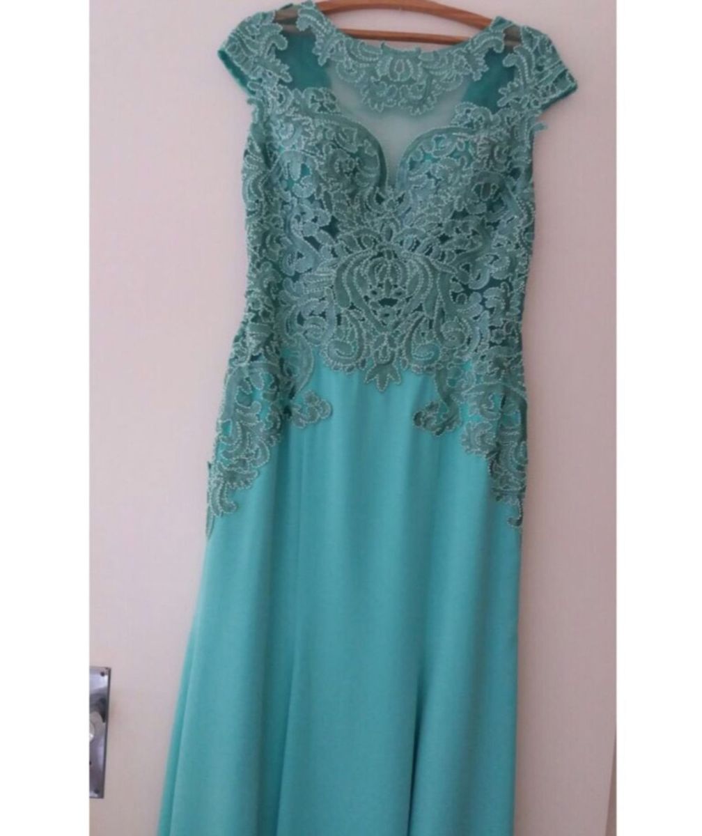 vestido azul tiffany de renda