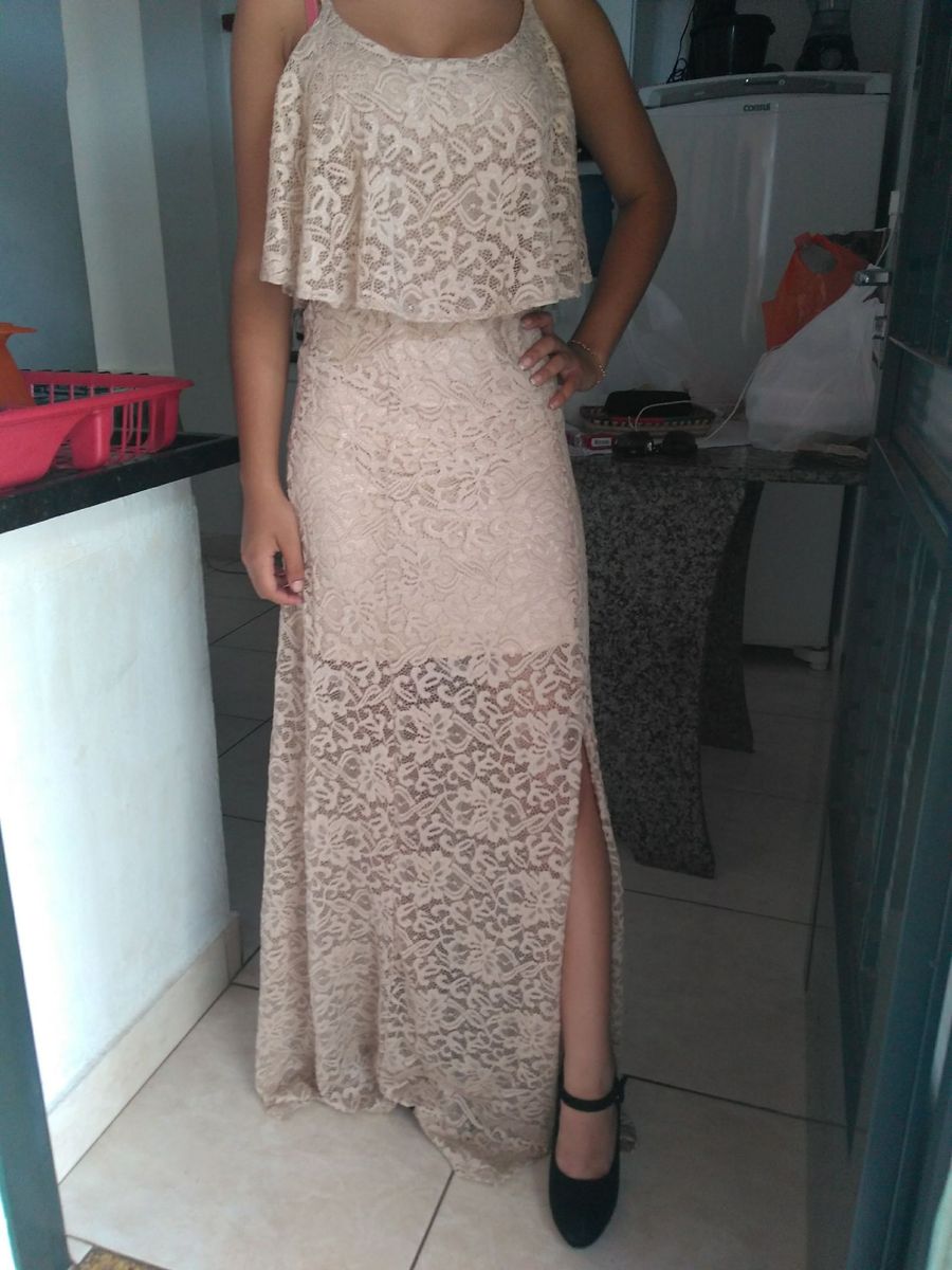 vestido longo com forro curto