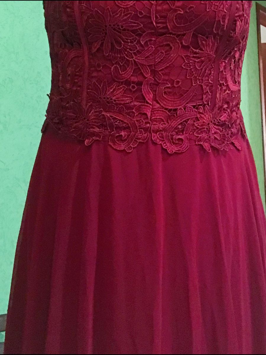 vestido cor vinho longo