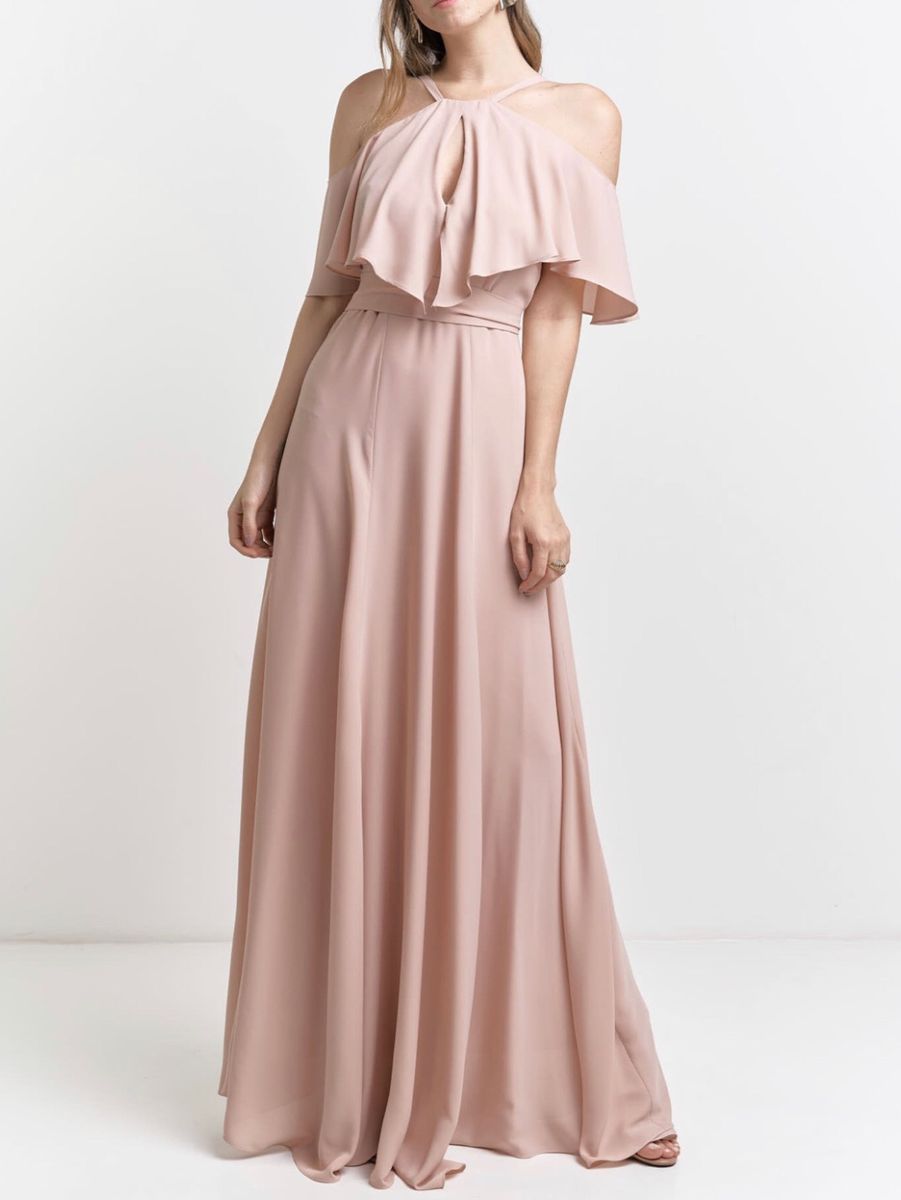 vestido longo liso rose