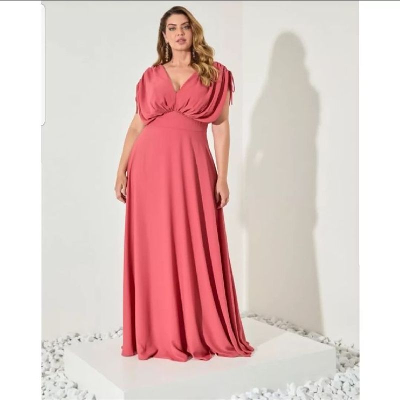 Vestido Longo de Festa até O Pé em Chiffon Rose Tamanho 50 Vestido  Feminino Nunca Usado 100410179 enjoei