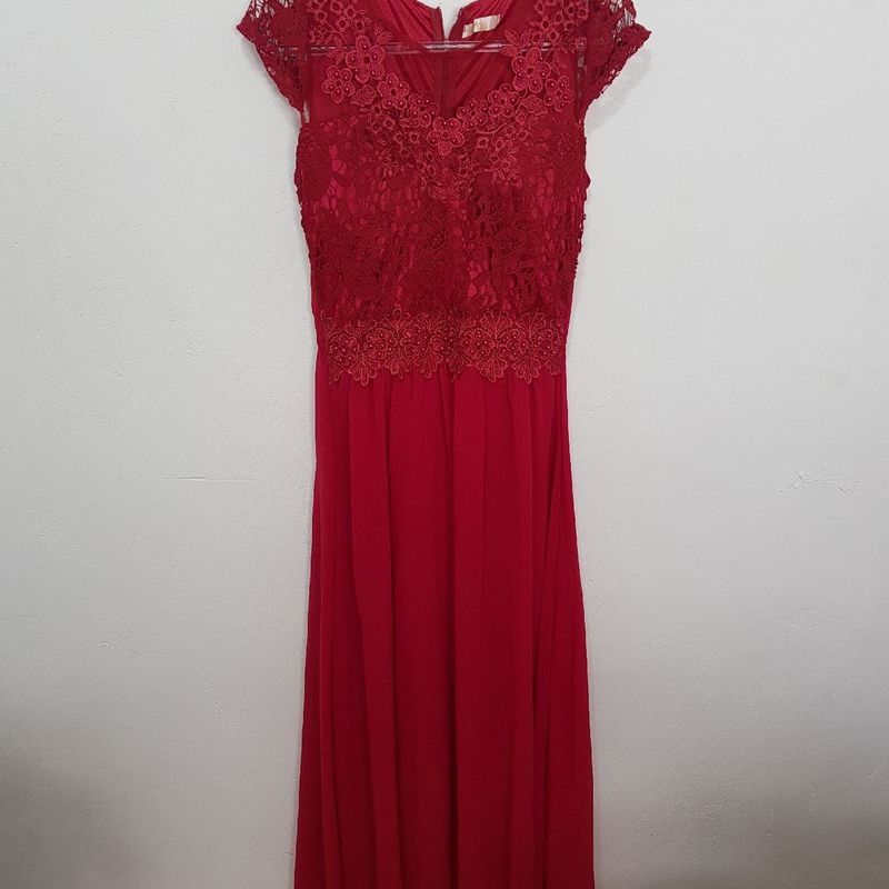 Vestido Longo de Festa Bordô Usado 80140247 enjoei