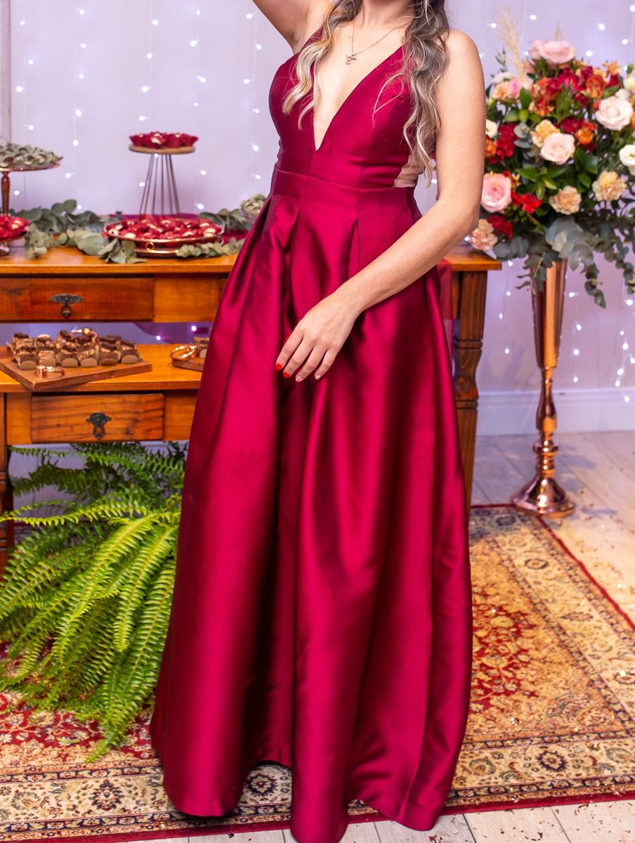 Vestido de madrinha vermelho hot sale marsala