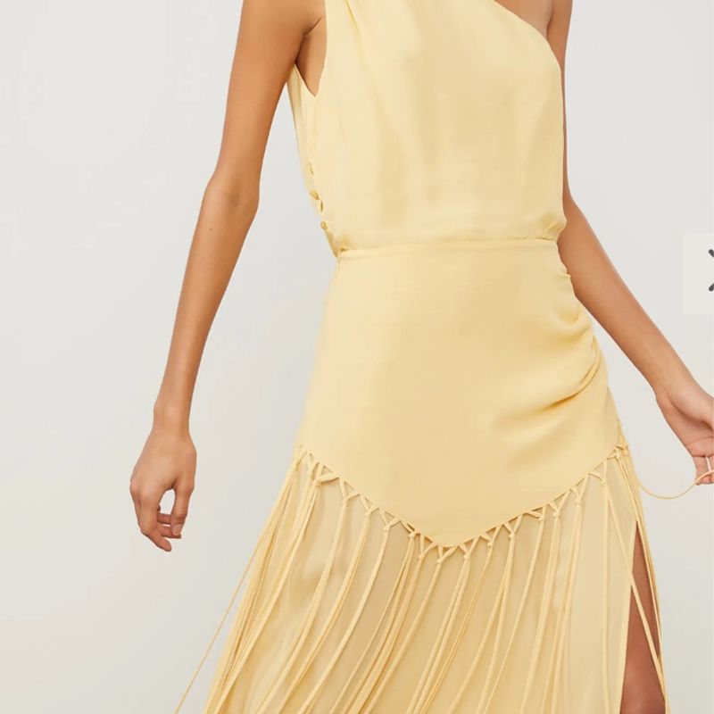 Vestido Longo de Georgette Um Ombro Só Amarelo com Fenda e Franjas da  Animale Vestido Feminino Animale Nunca Usado 109982643 enjoei