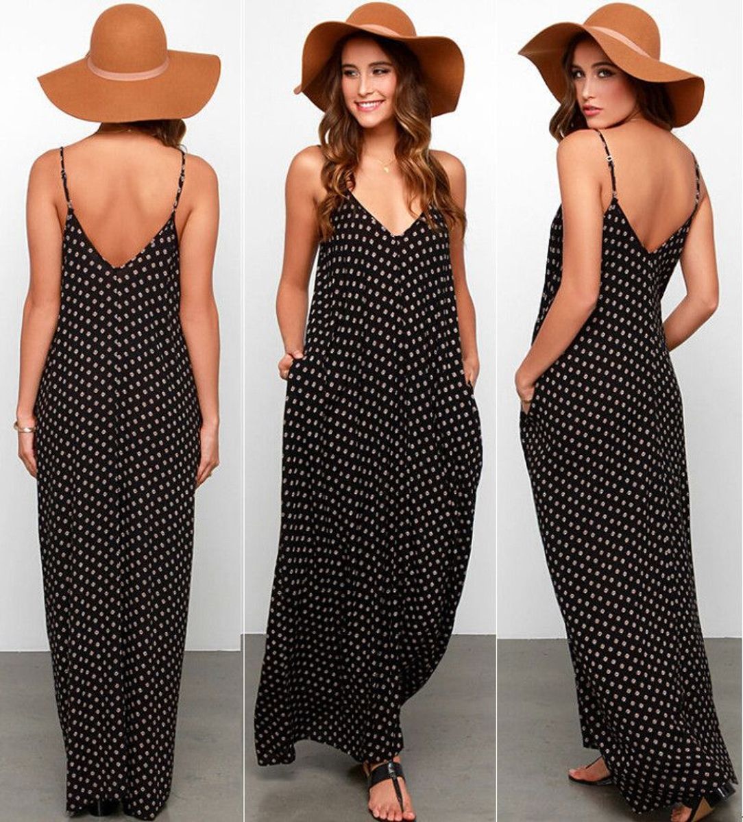 vestido longo com bolso lateral