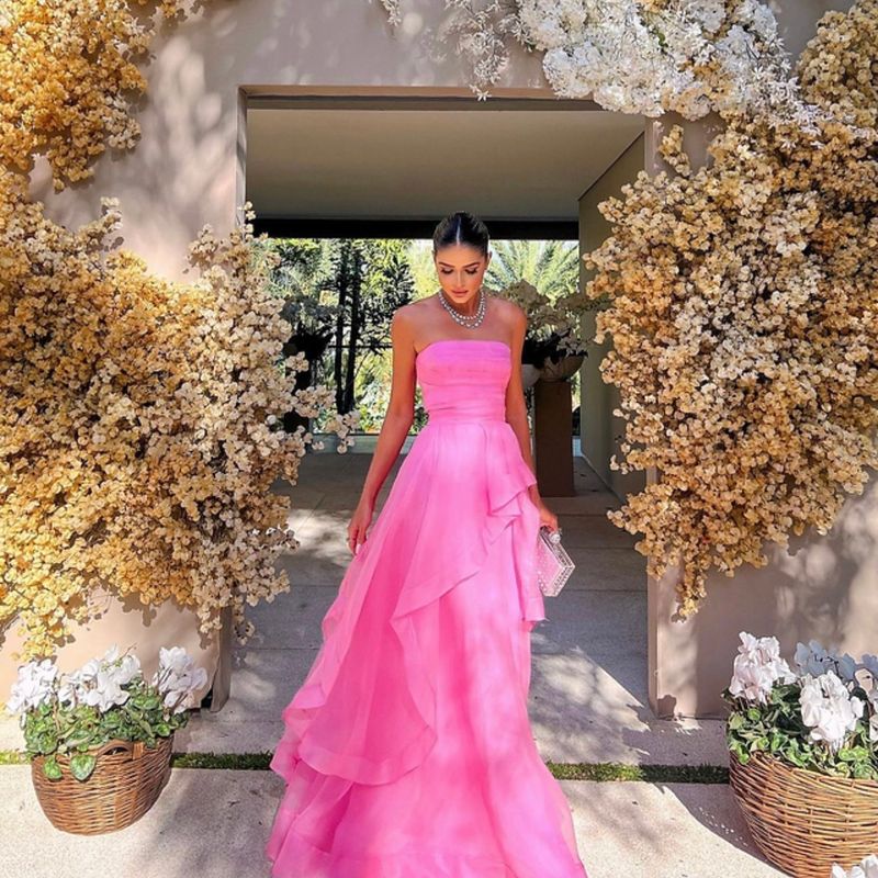 Vestido Longo de Seda Organza Rosa Chiclete Fabulous Agilita Vestido Feminino Fabulous Agilit Usado 96269521 enjoei