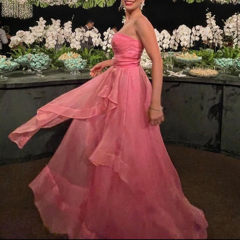 Vestido Longo de Seda Organza Rosa Chiclete Fabulous Agilita Vestido  Feminino Fabulous Agilità Usado 99399690 enjoei