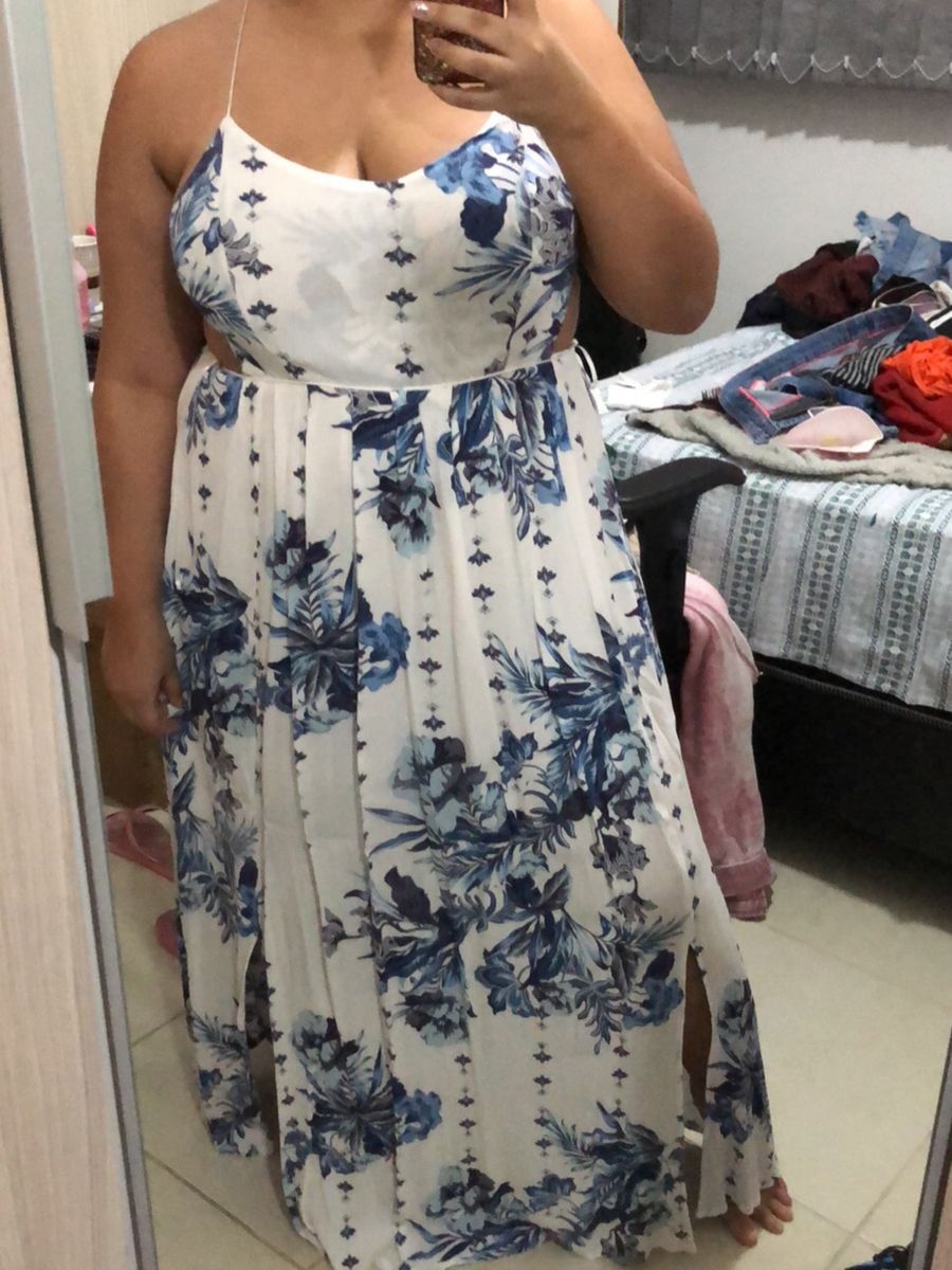 vestido longo florido renner