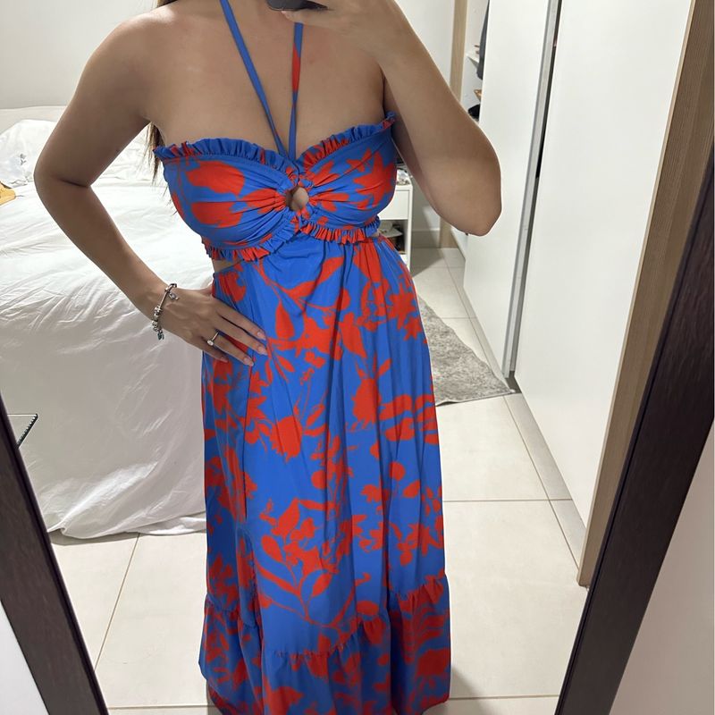 Vestido Longo Decote Amarração Pescoço e Costas Tamanho Único