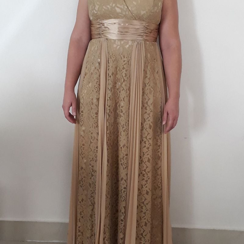 Vestido dourado longo para 2024 madrinha