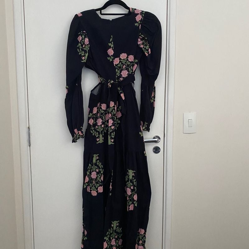 Vestido Longo em Tricoline Floral com Manga Bufante Vestido Feminino  Renner Usado 85397193 enjoei