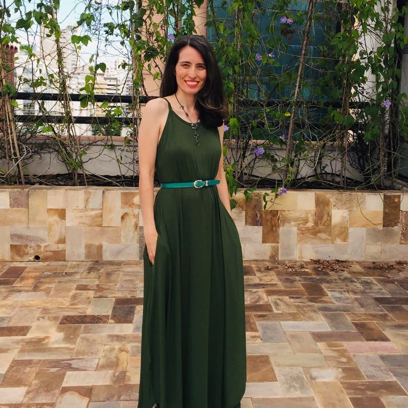 Vestido Longo em Viscolycra Cor Verde Militar Nunca Usado