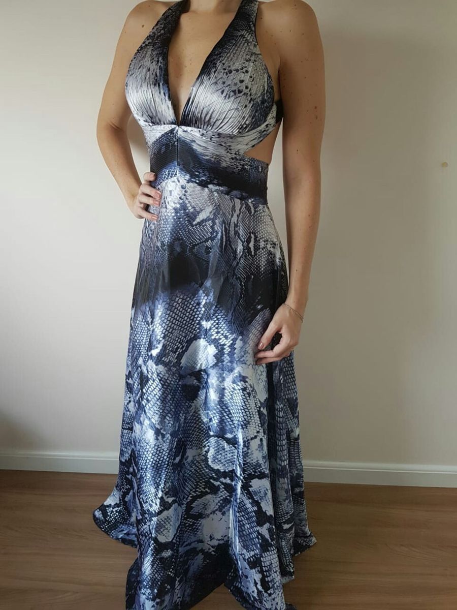 vestido longo frente unica estampado
