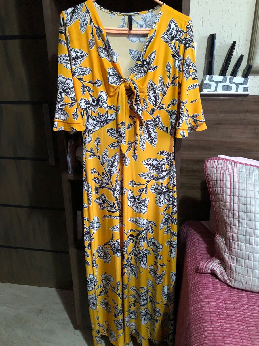 vestido longo estampado zinzane