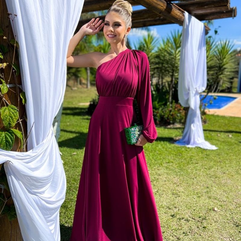 Vestido de festa 2024 de casamento marsala