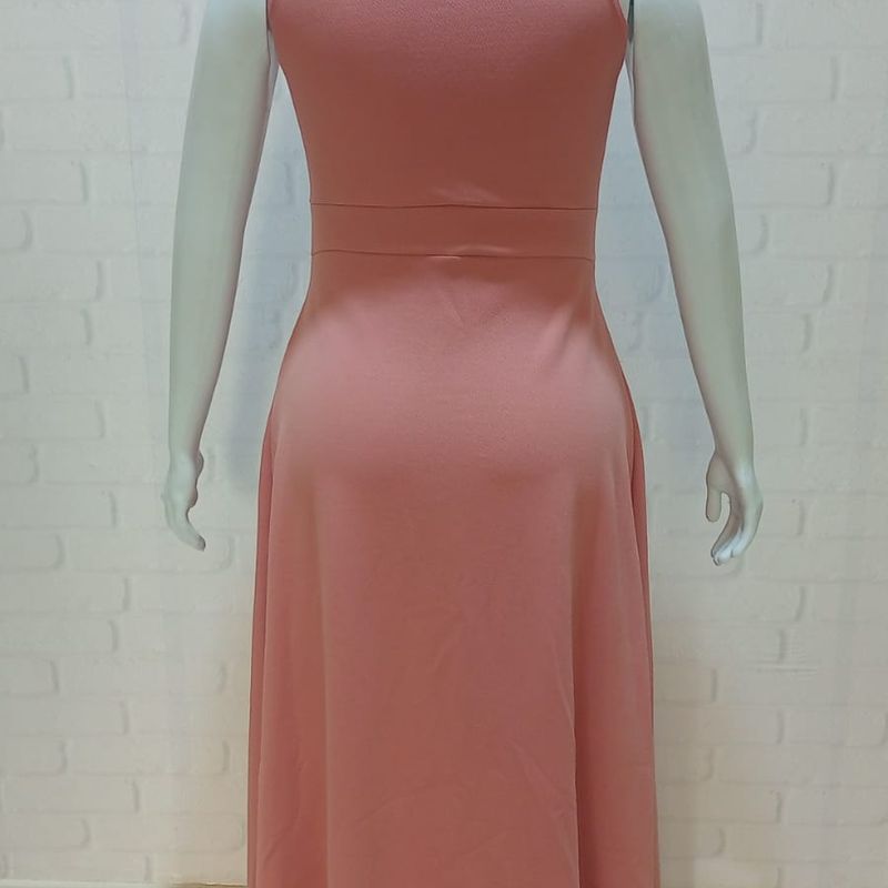 Vestido longo crepe com hot sale elastano