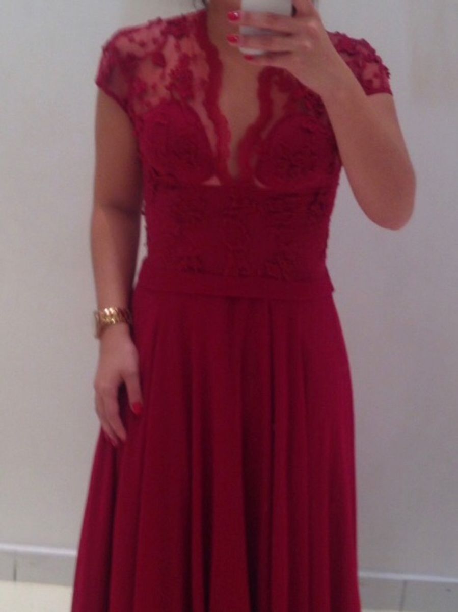 vestido longo para madrinha vermelho