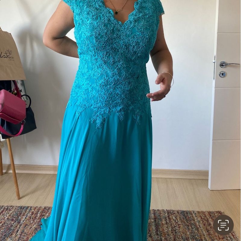 Vestido azul best sale turquesa longo madrinha