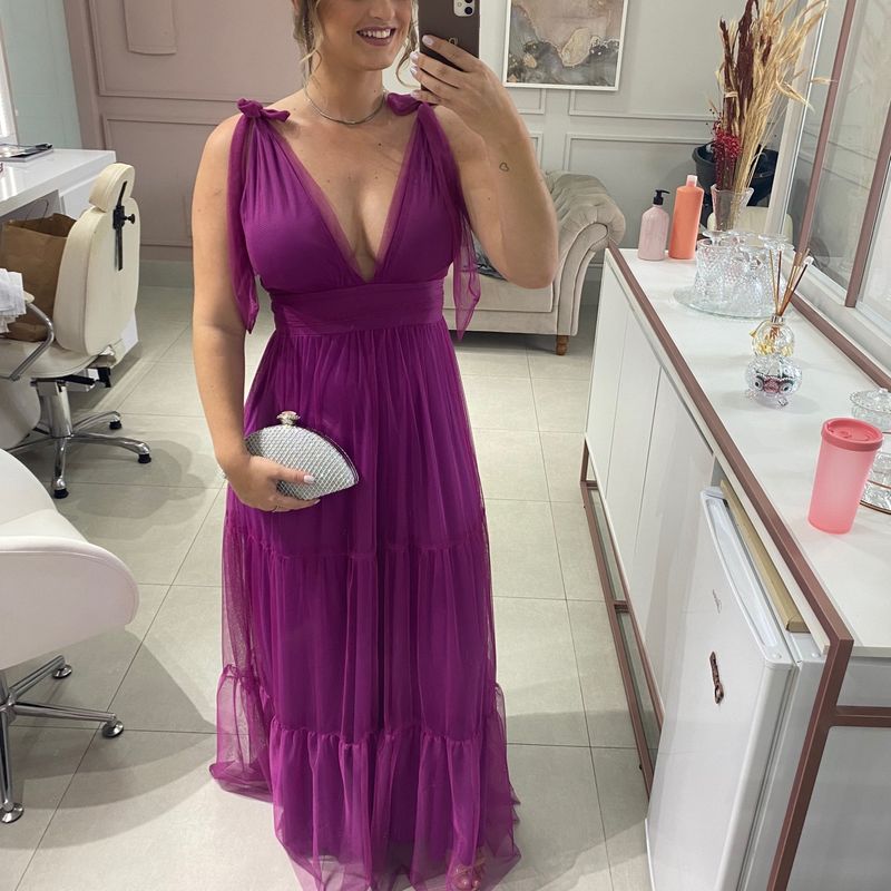 Vestido Longo Festa Tule Vestido Feminino Nunca Usado 92673511