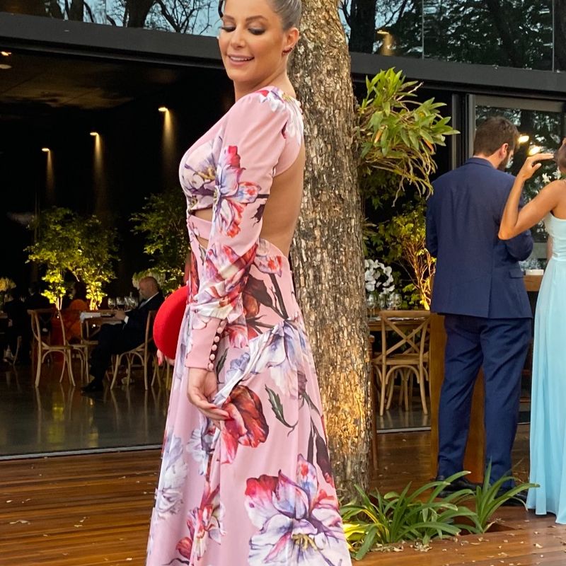 Vestido longo floral para casamento hot sale de dia