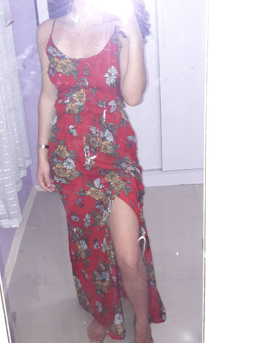 vestido florido c&a