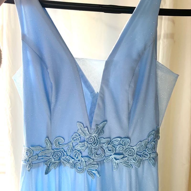 Vestido longo fluido, azul sereniti