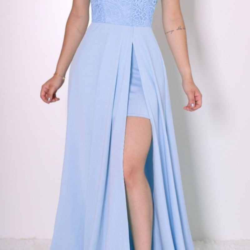 Vestido Longo Godê com Fenda Cruzado Usado 111719387 enjoei - Main Image