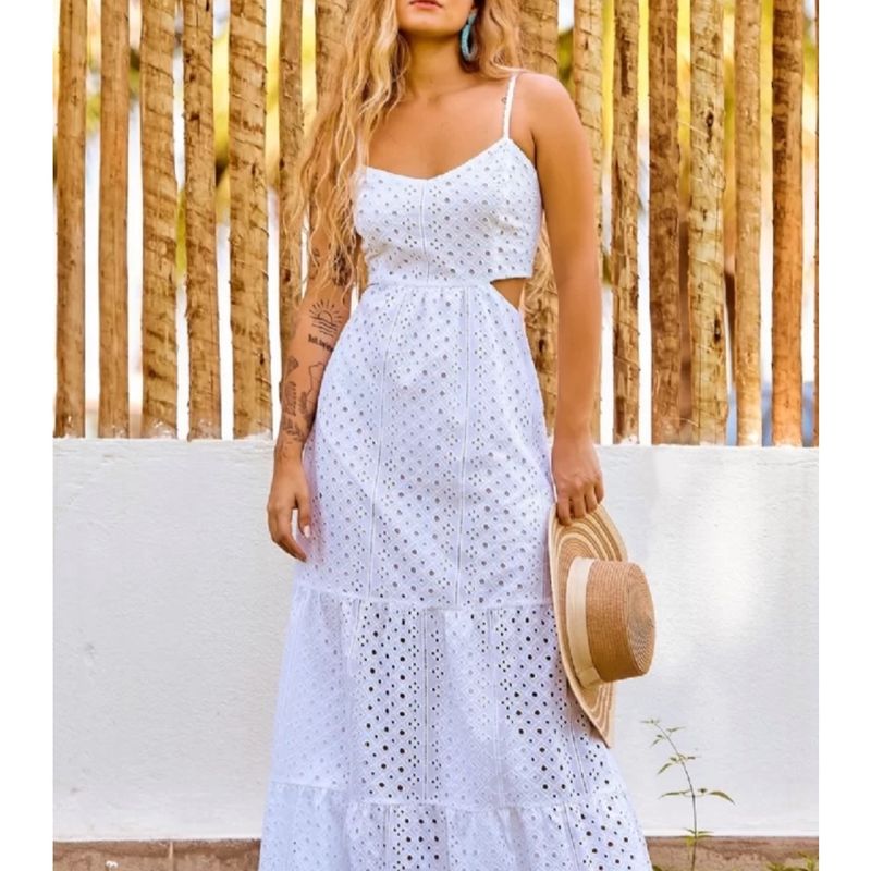 Vestido longo best sale laise branco