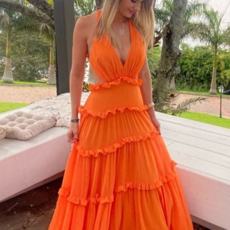 Vestido de formatura store laranja