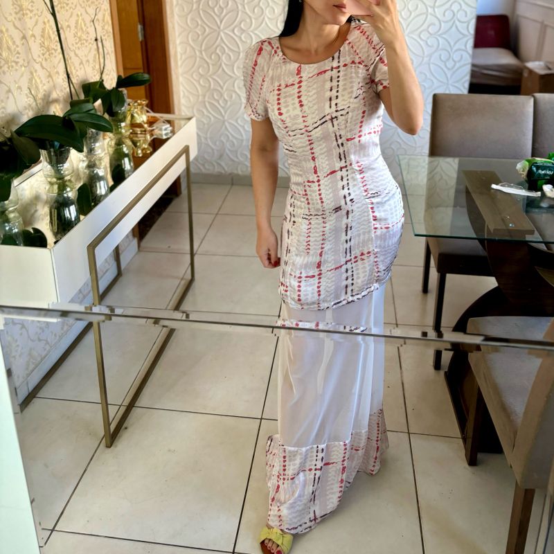 Vestido Longo Le Chocole 38 Estampado Branco Le Chocole Usado