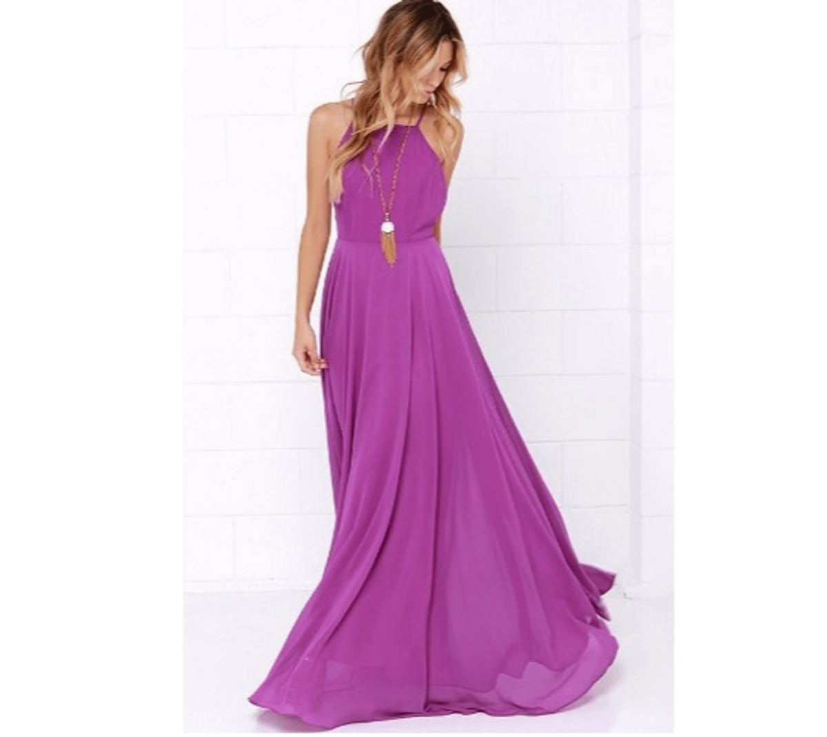 vestido longo de festa lilas