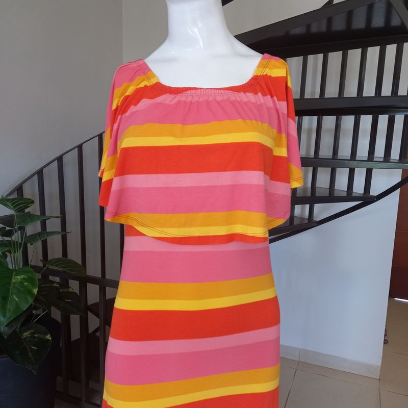 Vestido longo listrado sales horizontal