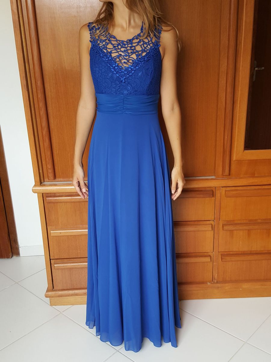 vestido madrinha azul caneta