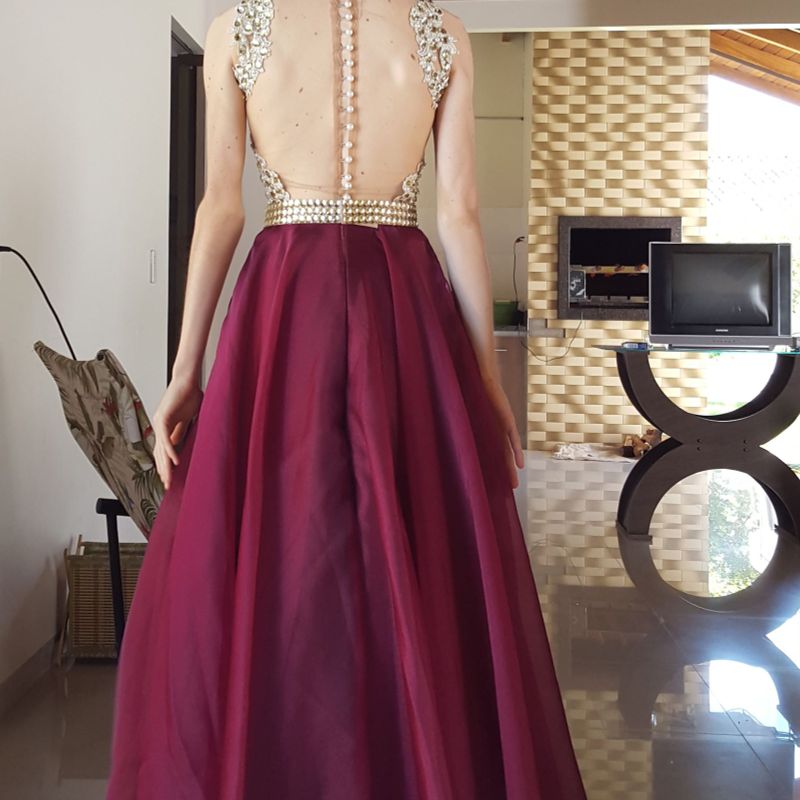 Vestido barbara melo sales marsala