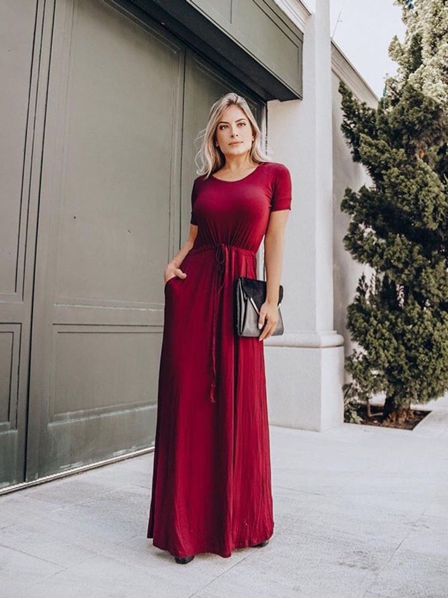 vestido longo marsala