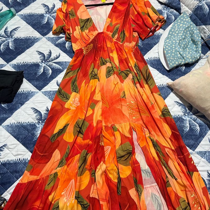 Vestido Longo Maxi Chita Desejo Farm Nunca Usado 99174855 enjoei