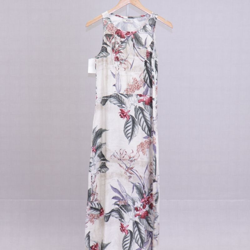 Vestido Longo Off White Floral Hering Vestido Feminino Hering