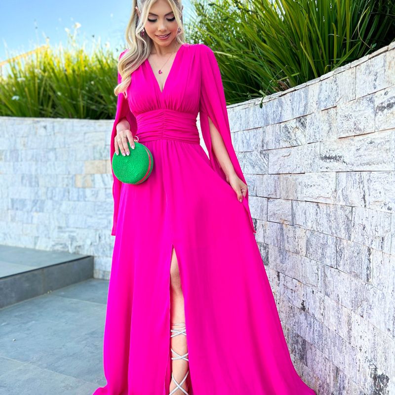 Vestido longo pink para 2024 madrinha