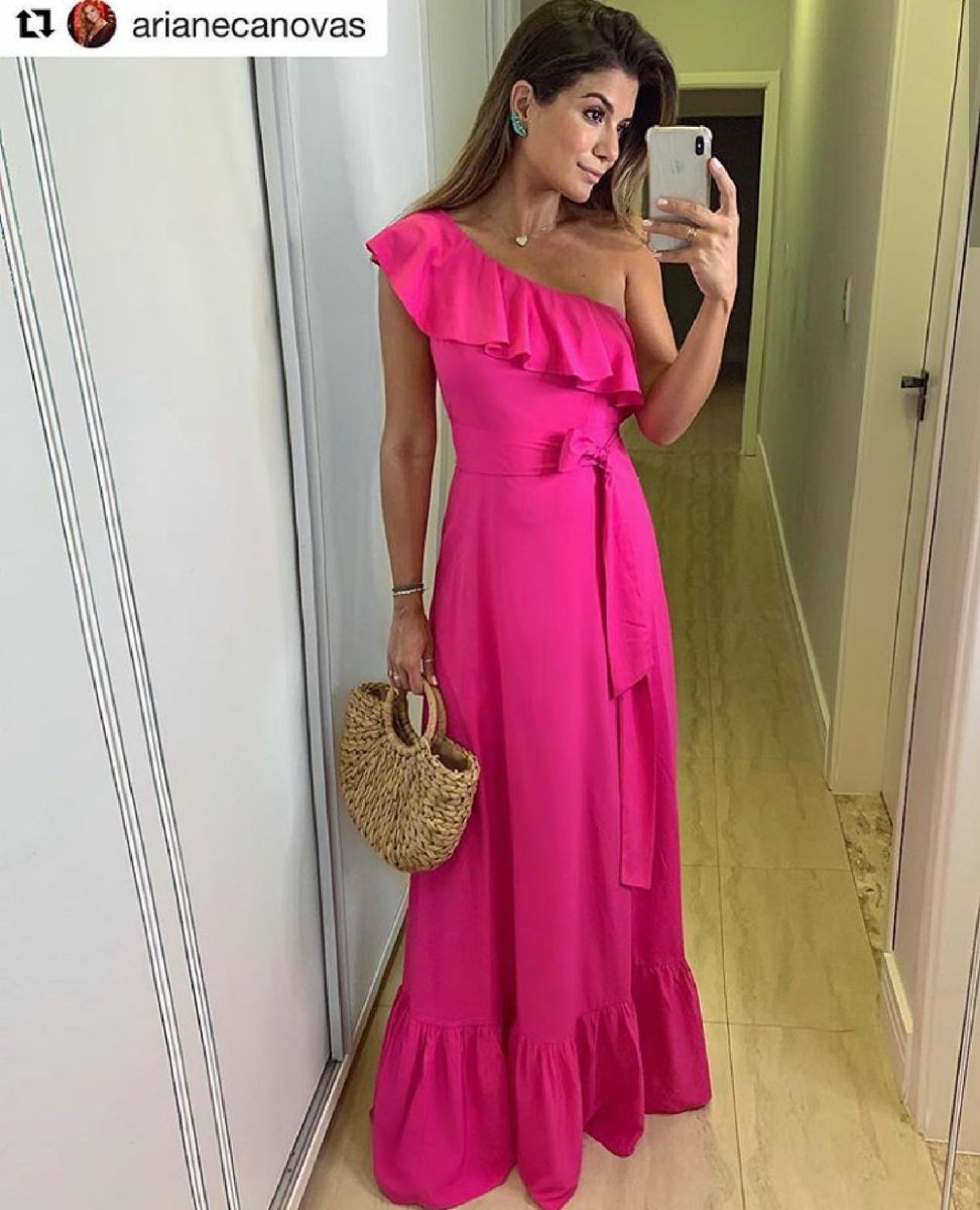 vestido pink longo