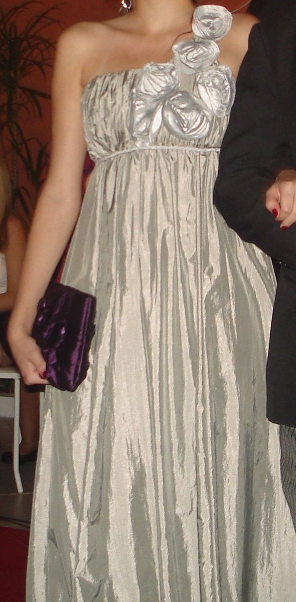 vestido longo prata